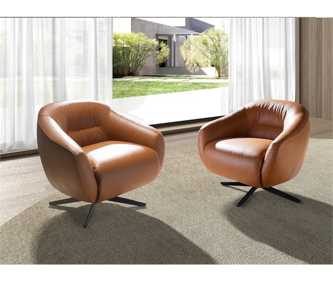 ANGEL CERDA Sillón giratorio piel marrón Marron