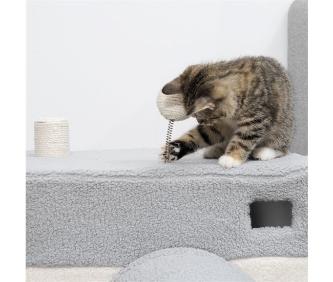 Túnel para Gatos Aglomerado de Madera, Franela, Sisal PawHut Gris