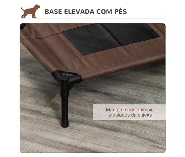 Cama Elevada para Mascotas Acero, Tela Oxford PawHut Marron