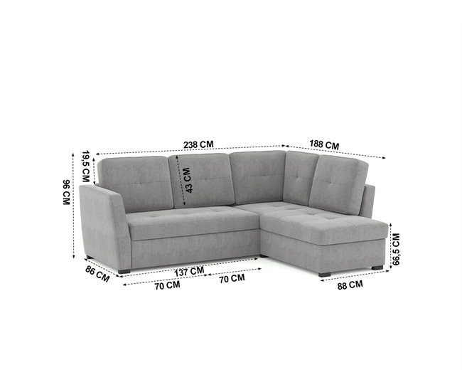 Rinconera con cama OSCAR II Gris Claro