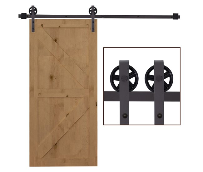 Herraje para Puerta Corredera Acero al Carbono HOMCOM 183 Marron