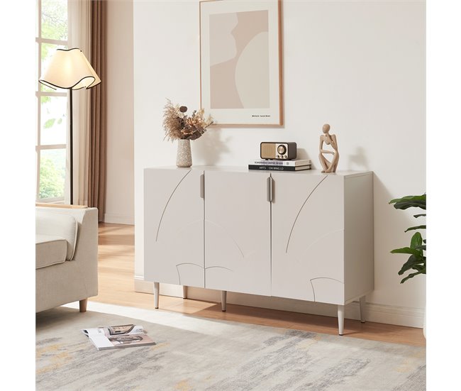 Aparador Starvili con 3 puertas MDF [en.casa] 115 Beige