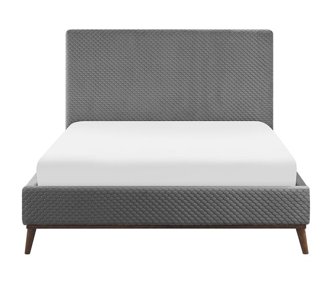 Beliani Cama Terciopelo BAYONNE 151x212 Gris Claro