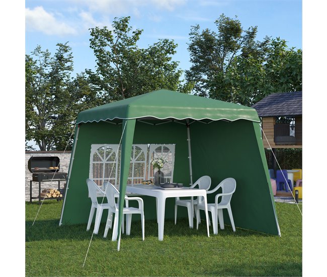 Carpa Plegable Tela Oxford, Acero Outsunny 289x289 Blanco