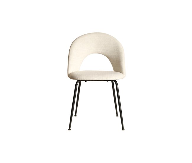 Silla de comedor tapizada en tela RITA Blanco