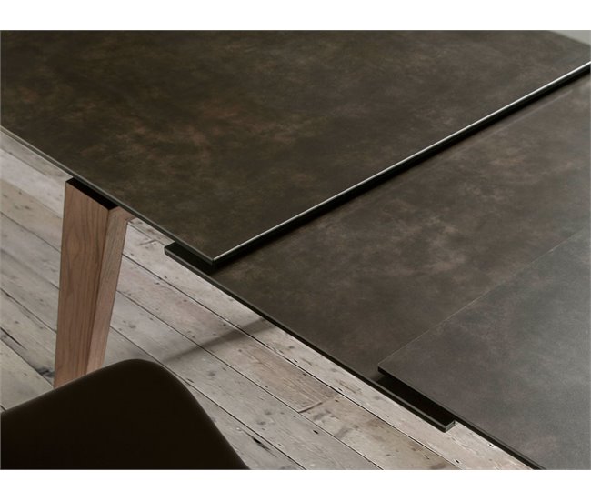 ANGEL CERDA Mesa comedor extensible mármol negro Nogal