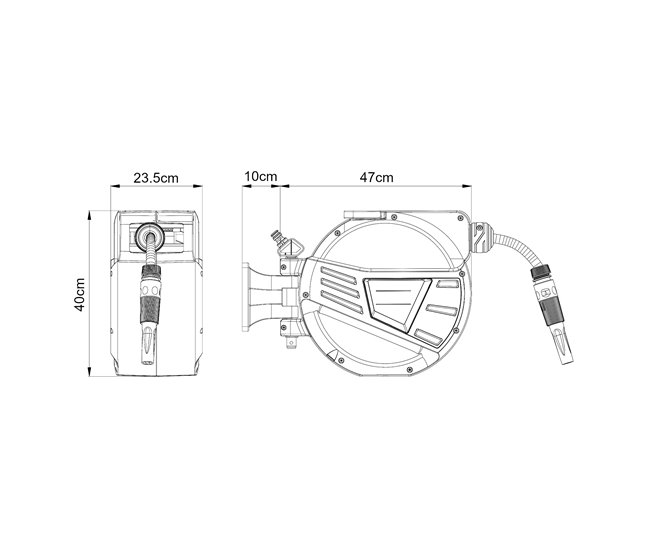 Enrollador de manguera de agua mural Amersfoort con manguera Gris