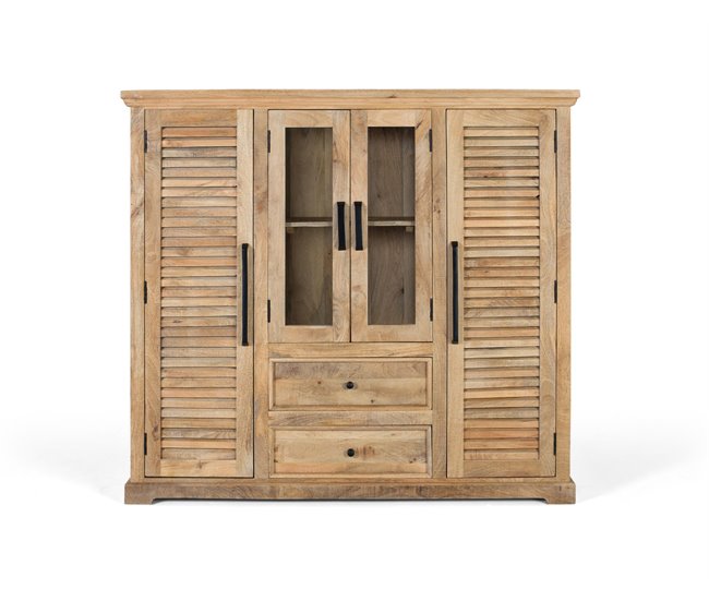Alacena fabricada en madera maciza de mango con dos puertas centrales Marron