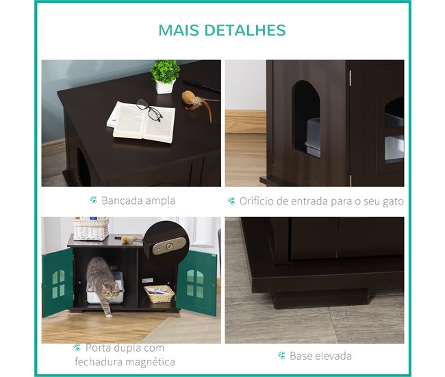 Casa para Gatos MDF PawHut, mascotas - accesorios para gatos Marron