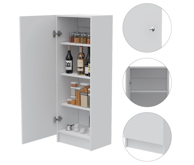 Aparador Belleria, Estilo Minimalista con 4 Estantes Blanco