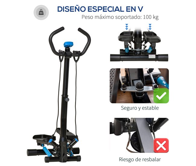 Máquina de Step Acero, ABS HOMCOM, deportes y ocio - fitness Negro