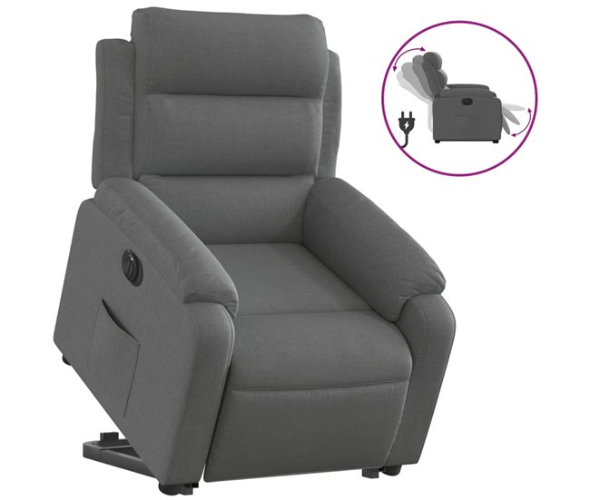 Sillón Elevable Reclinable Gris Oscuro