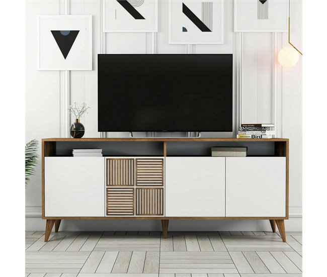Aparador efecto madera 180 Blanco/ Madera