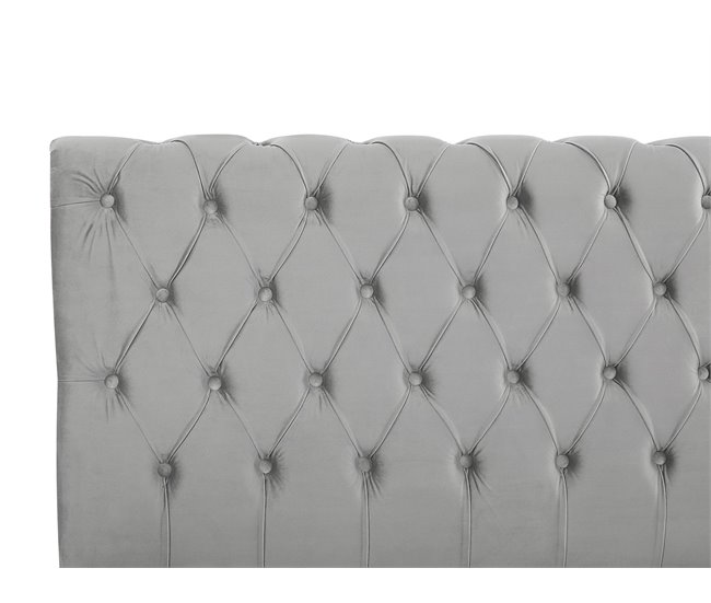 Beliani Cama con somier Terciopelo AVALLON 233x192 Gris Claro
