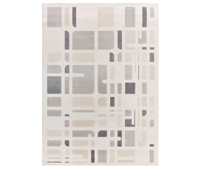 Alfombra geométrica con relieve FLORA - ATTICGO 133x190 Plateado