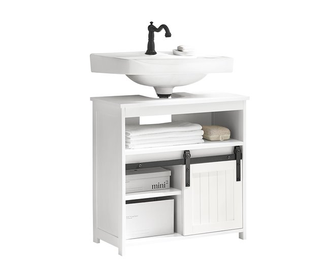 Mueble para Debajo del Lavabo 3 Estante 1 Puerta BZR61-W SoBuy Blanco
