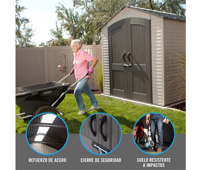 Caseta jardín ultrarresistente con ventana Lifetime uv100 214 Gris