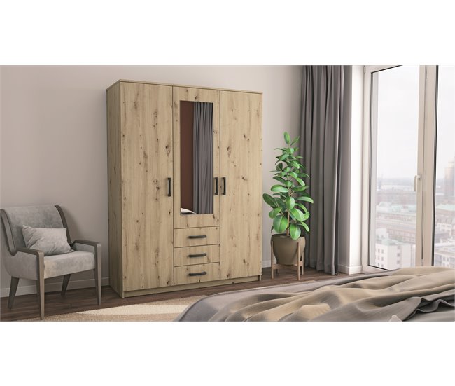 Armario DUNA 2 puertas batientes con espejo Roble Artisan