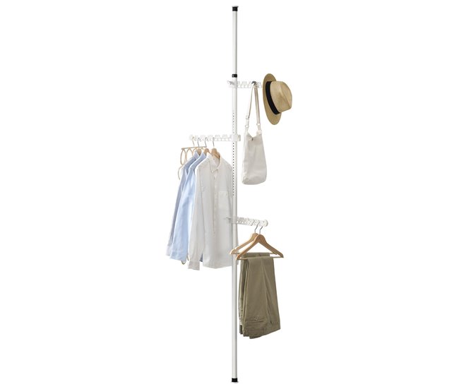 Perchero telescópico Havneby Ajustable Metal/Plástico Blanco