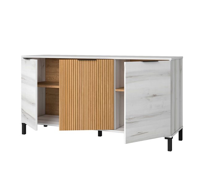 Conjunto Muebles Salón Comedor Tokio Nórdico Blanco/ Madera