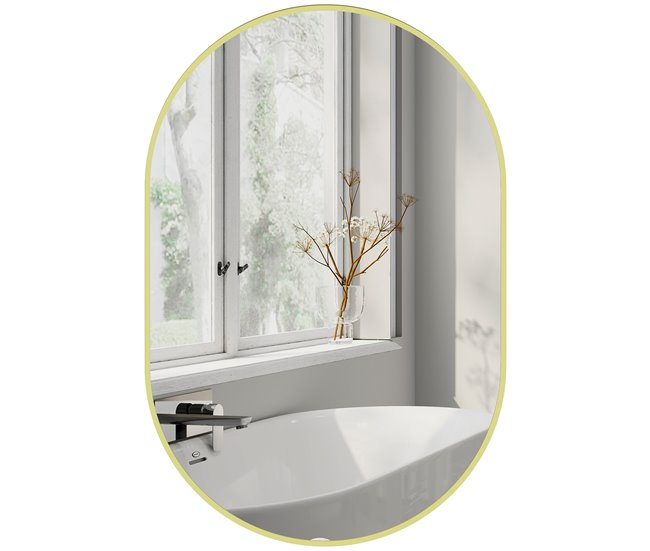 Espejo de Baño Vidrio, Aleación de Aluminio HOMCOM, hogar - baño Dorado