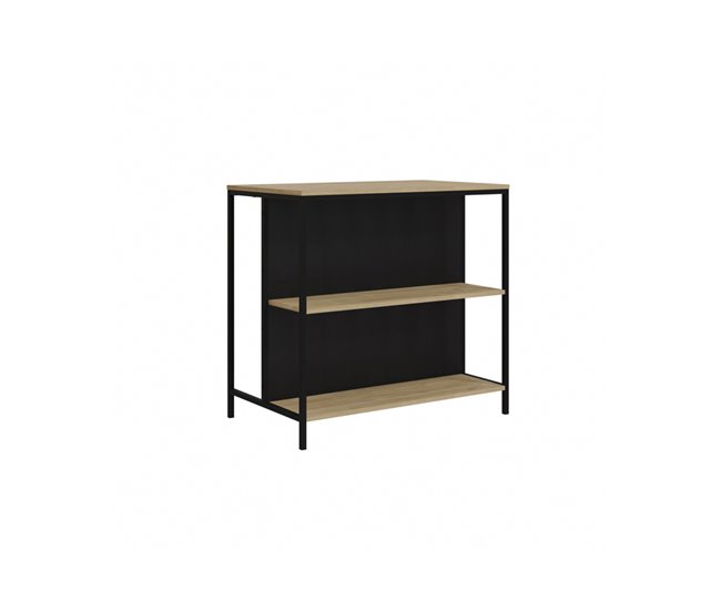Mesa fija alta con estantes SAGI Negro/ Madera