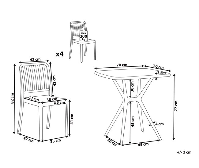 Beliani Conjunto de comedor SERSALE Blanco