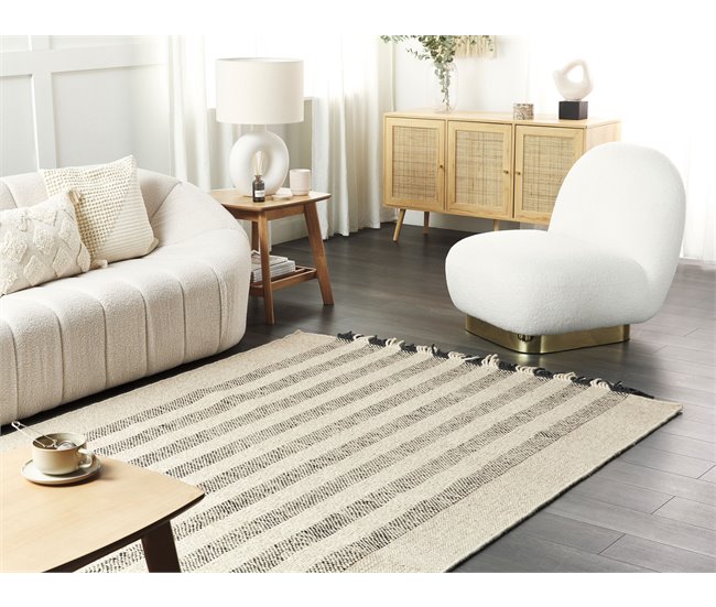 Beliani Alfombra de pelo corto TACETTIN 160x230 Blanco/ Beige