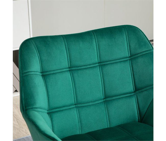 Butaca de Salón Terciopelo, Madera de Caucho HOMCOM Verde