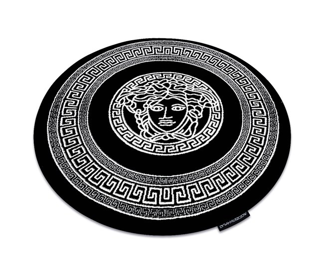 Alfombra HAMPTON Medusa círculo medusa griego 120x120 Negro