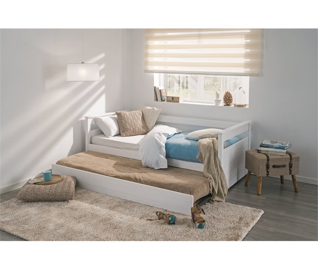 Cama nido 90x190 con somier DUPLEX Blanco