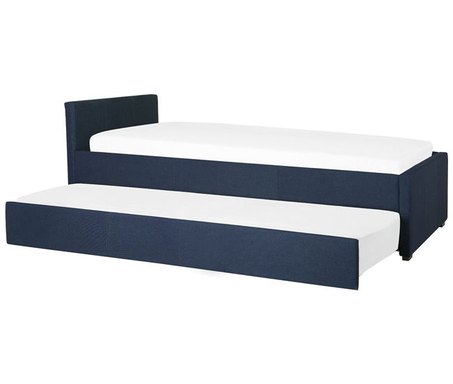 Beliani Cama con somier Poliéster MARMANDE 86x214 Azul Marino