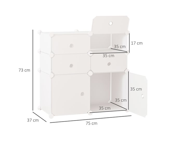Armario Modular Plástico PP HOMCOM, hogar - muebles de recibidor 75 Blanco