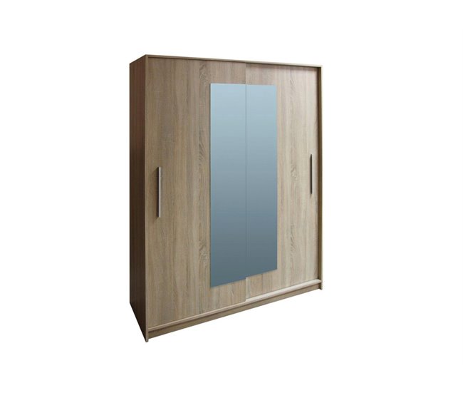 Armario YORK puertas correderas con espejo 150x195cm Roble