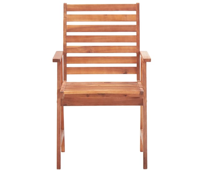 2 Sillas comedor de jardín de madera maciza acacia con cojines Antracita