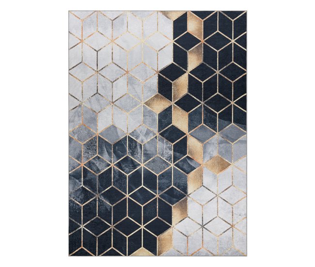 Alfombra lavable ANDRE 1171 Cubo Geométrico 120x170 Negro