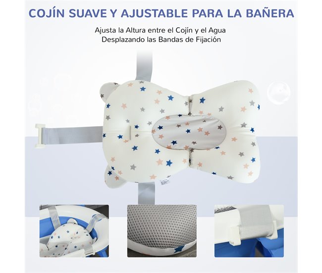 Bañera para Bebé Plegable PP, TPE HOMCOM Azul