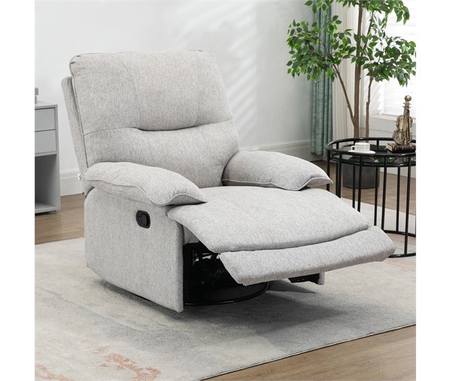 Sillón Reclinable Poliéster, Espuma, Tablero Multicapa HOMCOM Gris
