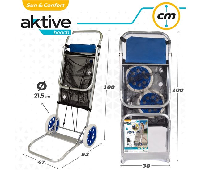 Carro multiusos playa aluminio Aktive Azul