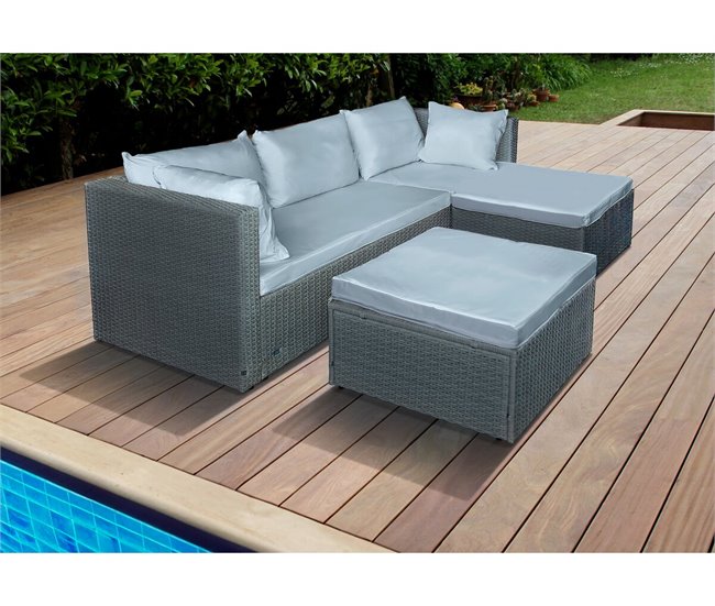 Muebles de jardín bajos en resina tejida Gris