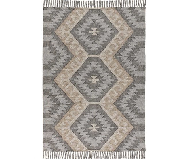 Alfombra étnica kilim con flecos CHANDIA - ATTICGO 160x230 Azul