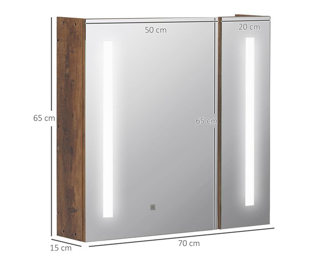 Armario con Espejo MDF, Vidrio kleankin, hogar - baño Marron