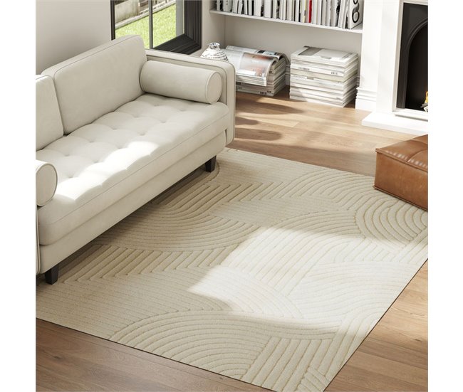 Alfombra para Salón Poliéster HOMCOM, hogar - decoración Crudo