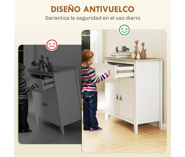 Aparador de Salón Melamina de Madera HOMCOM Blanco