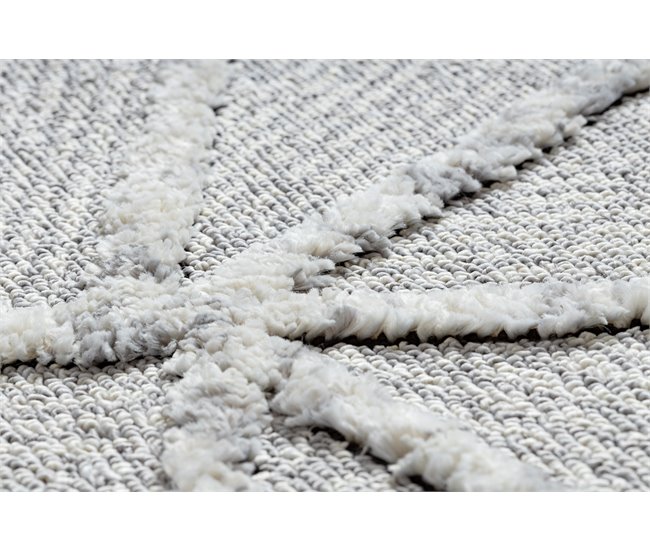 Alfombra SEVILLA Z791C mosaico Franjas Bereber marroquí Shaggy 200x290 Gris