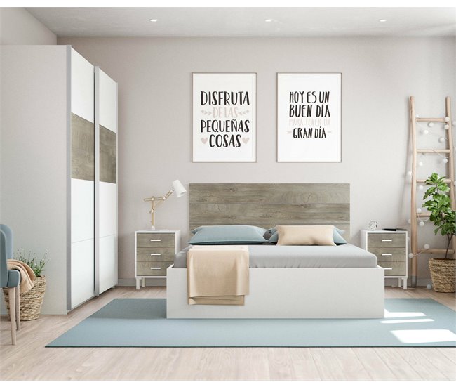 Armario 2 puertas efecto madera 180 Blanco/ Madera