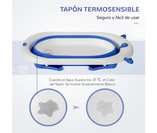 Bañera para Bebé Plegable PP, TPE HOMCOM Azul