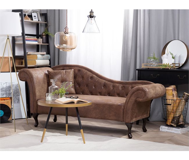 Beliani Chaise longue izquierdo Gamuza sintética LATTES Marron Claro