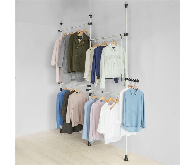 Perchero de Ropa Telescópico con 4 Barras KLS03 SoBuy Blanco