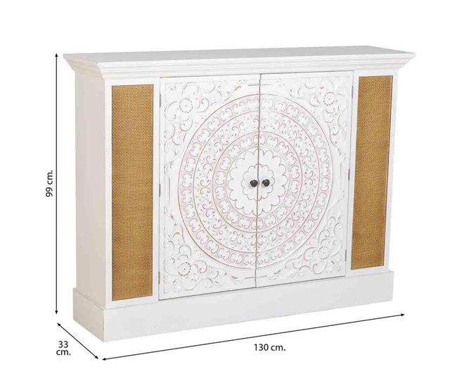 Aparador de madera  envejecido de 2 puertas Blanco